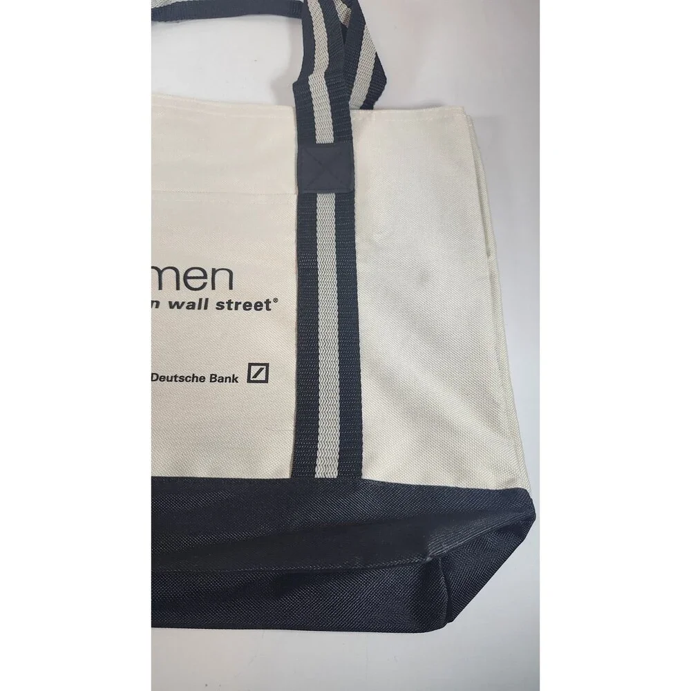 Deutsche Bank Women On Wall Street Large Tote Bag ~ Cream/ Black, Plaid Interior